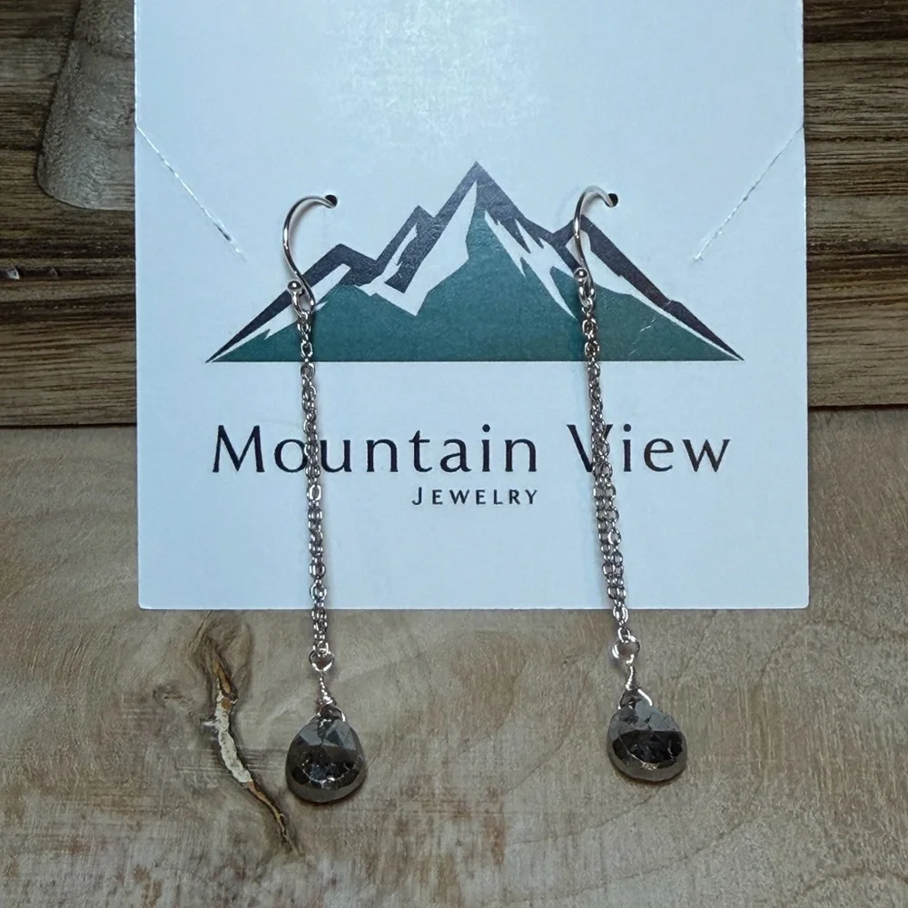 Silver &‎ Pyrite Drop Earrings